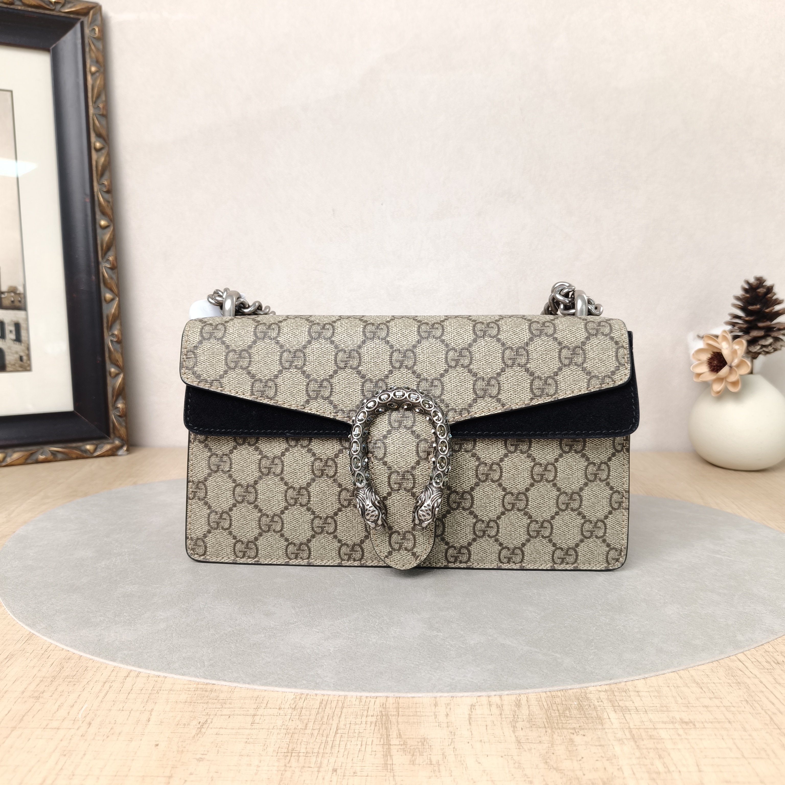 GUCCI Shoulder Bag Dionysus Monogram Black PVC Small25 × 7 × 13.5 cm