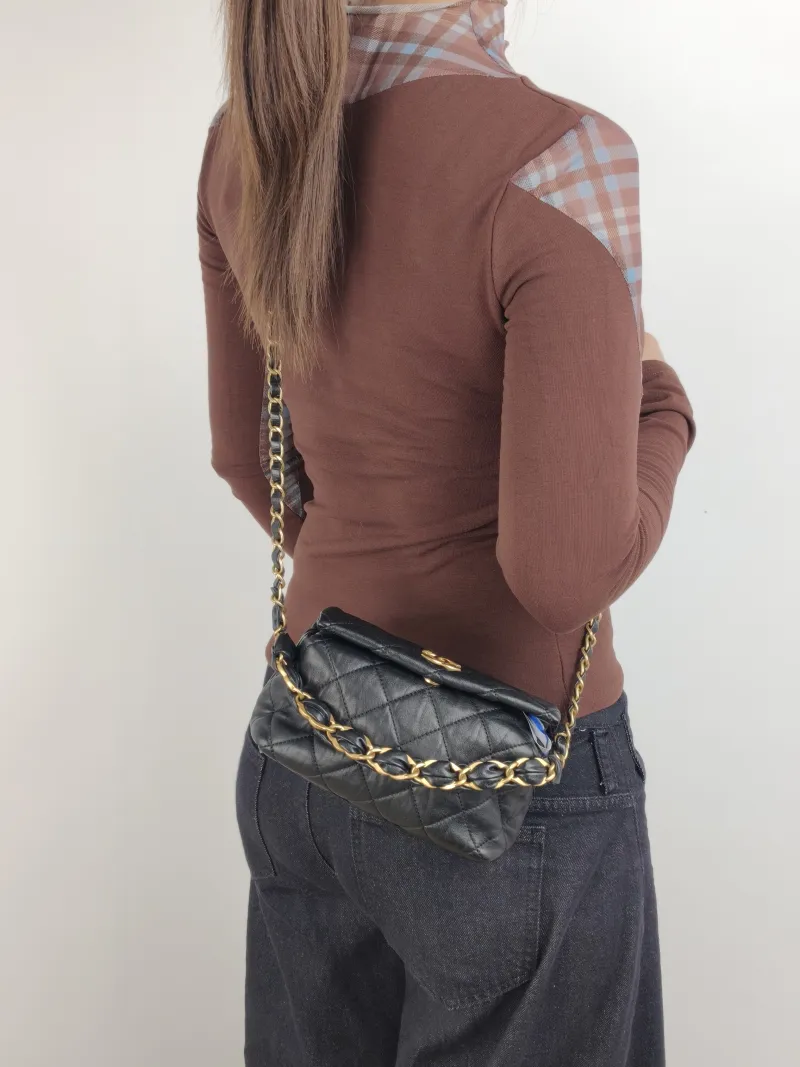 Chanel Crossbody Bag Crossbody Bag Black Lambskin One Size 17.5 × 7 × 9 cm 31 — on-model view 2 of 3