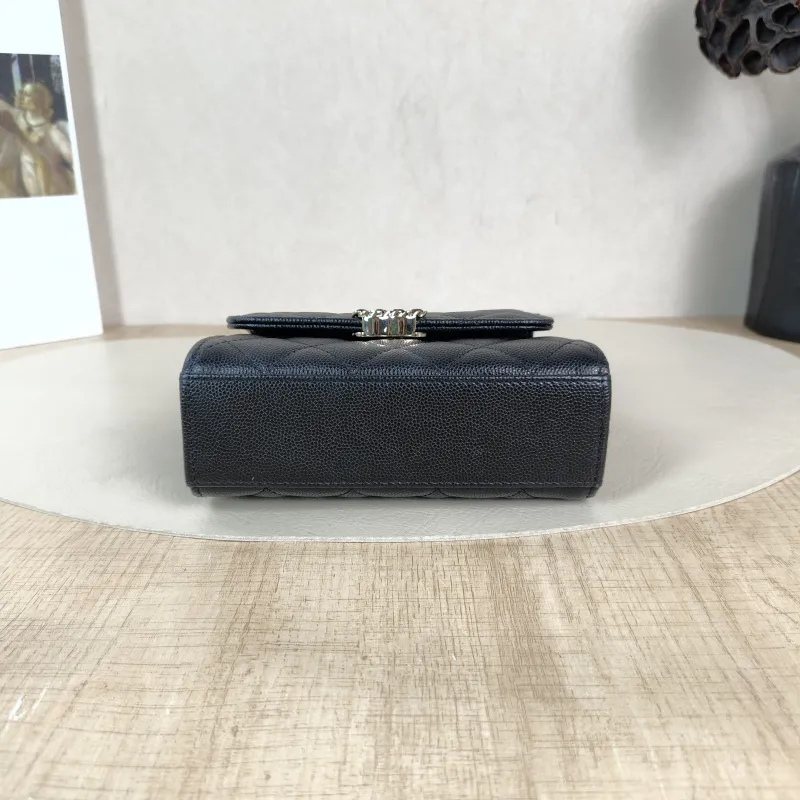 Chanel Crossbody Bag kelly Black Grained Calfskin nano 15 × 5 × 11 cm — cover view 5 of 6