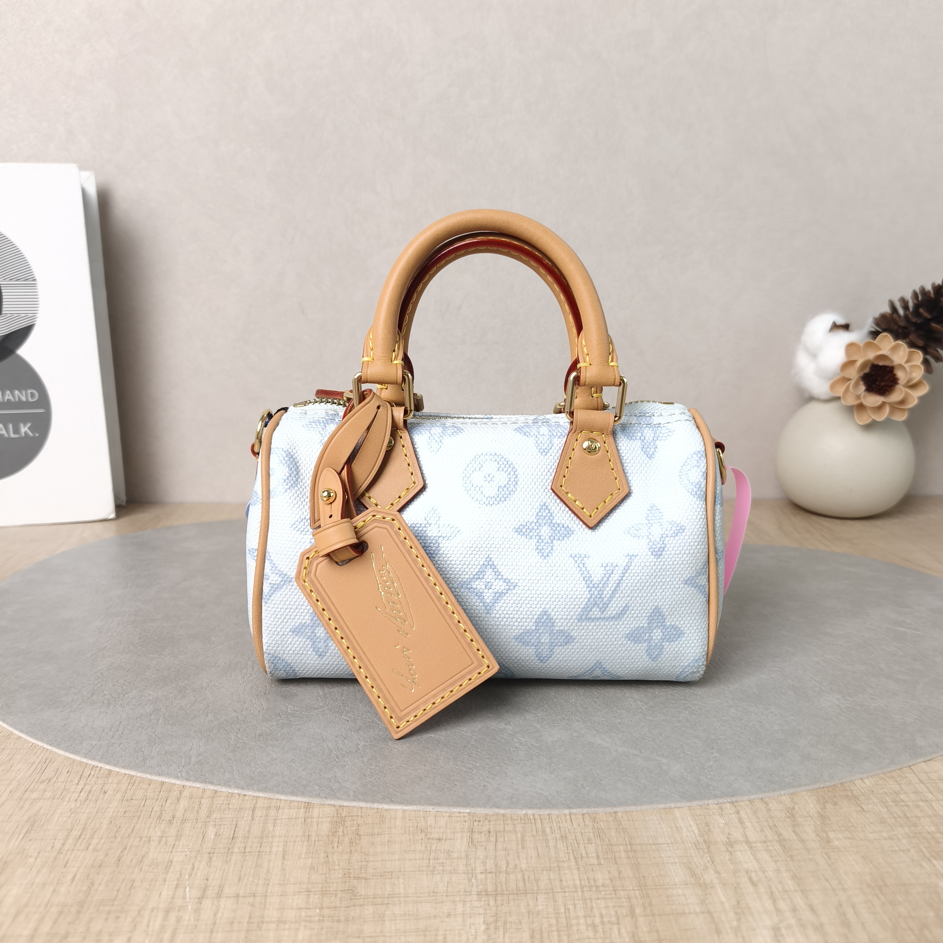 Louis Vuitton Crossbody Bag Speedy Nano Blue PV Cnano16 × 7.5 × 10 cm