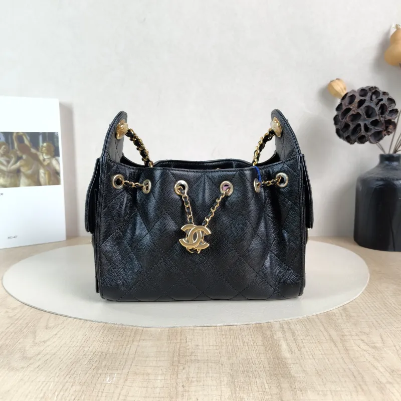 Chanel Shoulder Bag 25Bag Black Grained Calfskin Mini 20 × 12.5 × 22 cm