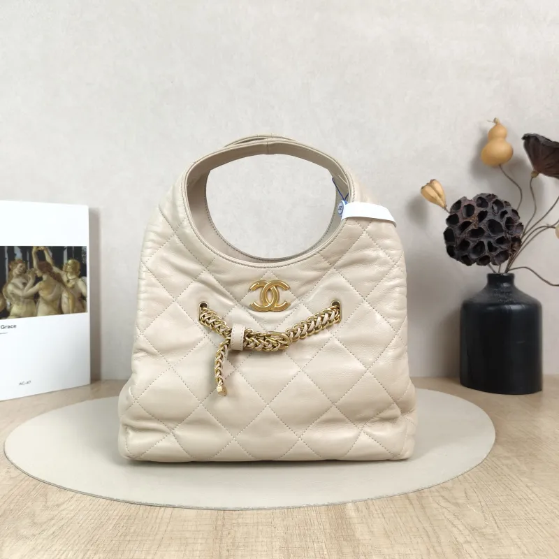 Chanel Top Handle Bag25p hobo Beige Lambskin One Size24 × 10 × 14 cm