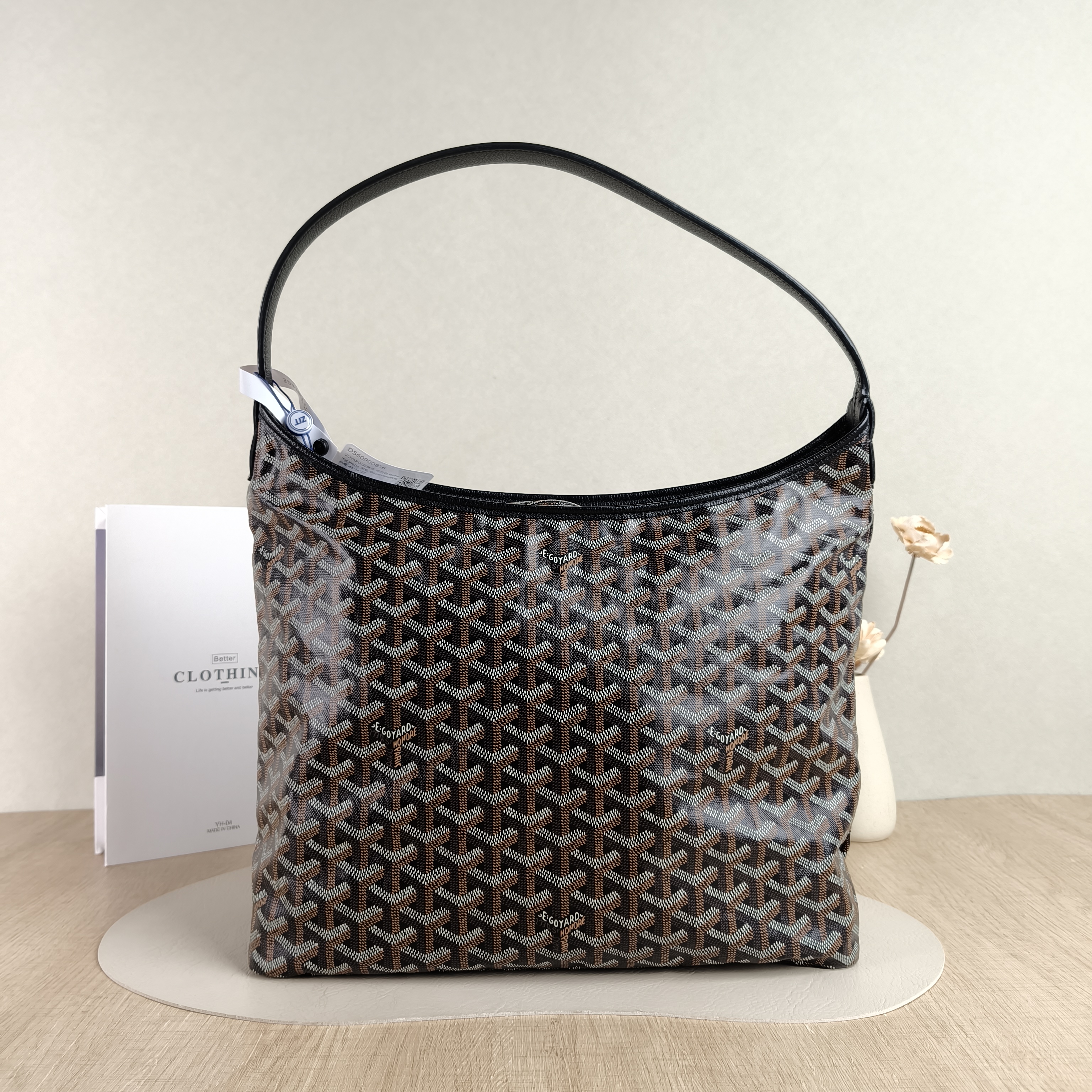 GOYARD Shoulder Bag Boheme Hobo​ Black ine Canvas Small 43 × 14 × 27 cm
