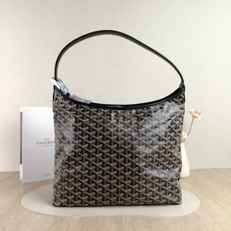 GOYARD Shoulder Bag Boheme Hobo​ Black ine Canvas Small 43 × 14 × 27 cm