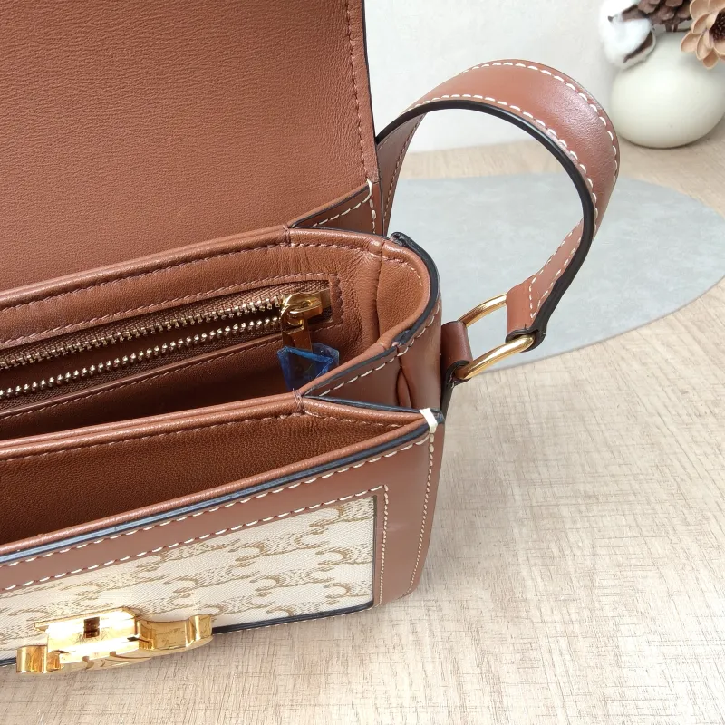 CELINE Crossbody Bag Teen Triomphe White PVC Small18.5 × 6 × 14 cm — detail view 10 of 16