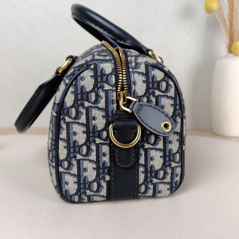 DIOR Crossbody Bag Groove 20 Top Handle Bag Blue Canvas Small 20.5 × 12 × 13.5 cm — detail view 8 of 15