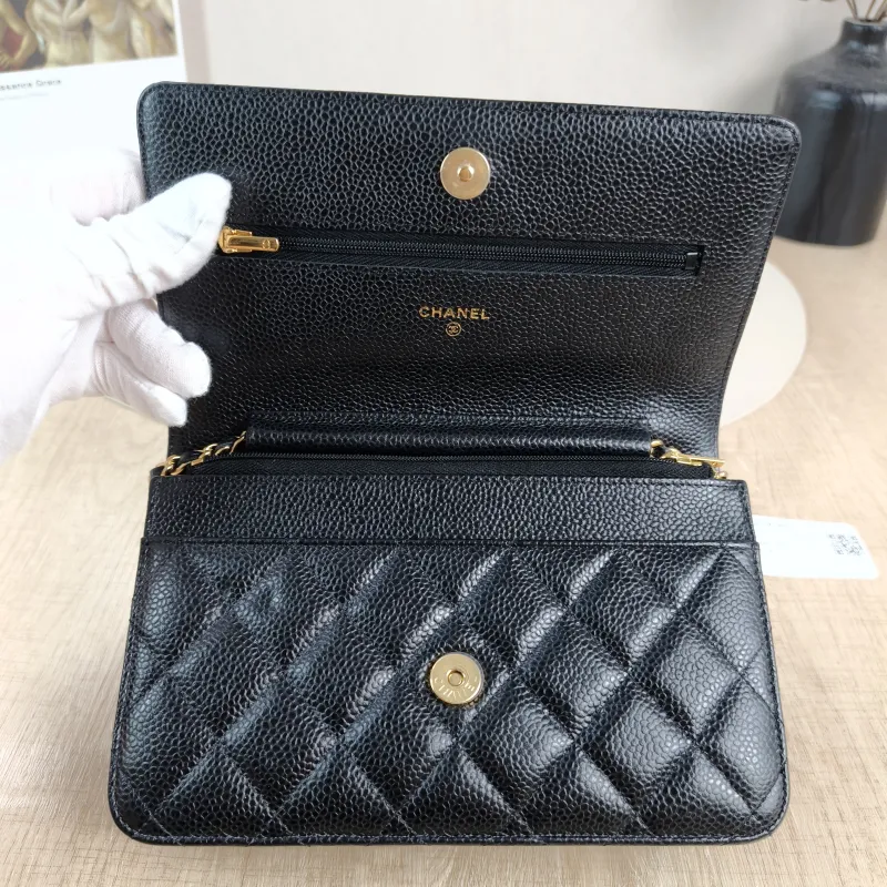 Chanel Crossbody Bag Classic Flap WOC CF WOCWOC Bag Black Grained Calfskinmini19.2 × 3.5 × 12.3 cm — detail view 4 of 13