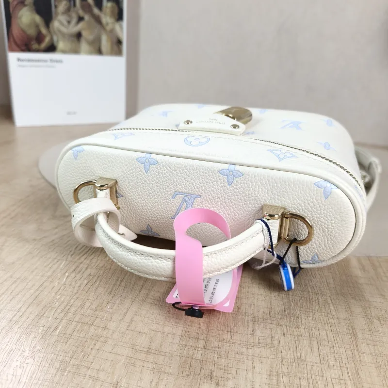 Louis Vuitton Shoulder Bag VANITY POUCH Cosmetic Bag White · Blue Calfskin One Size 19 × 6.5 × 11.5 cm — detail view 3 of 14