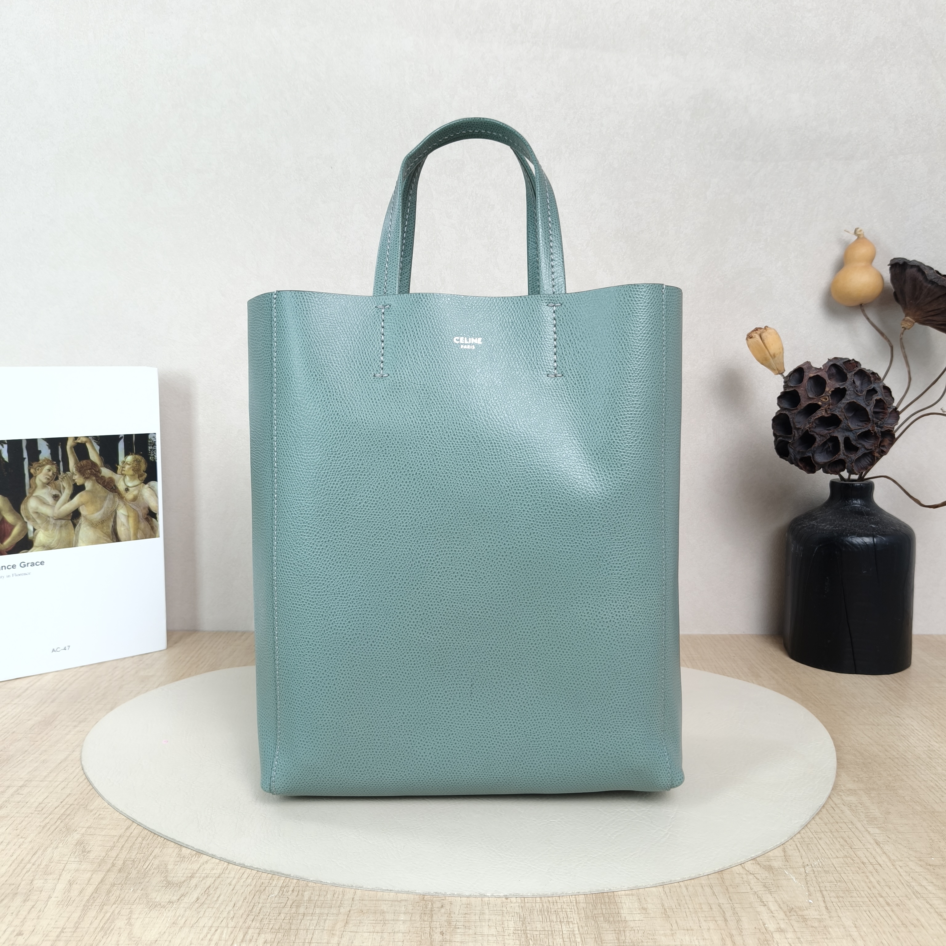 CELINE Shoulder Bag Tote Bag Green Calfskin One Size24 × 10 × 28 cm