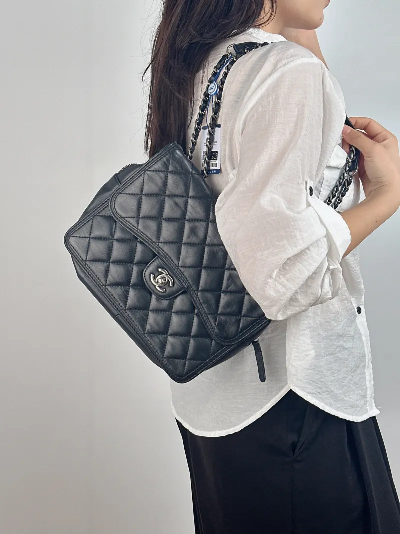 Chanel Crossbody Bag cf Collection Crossbody Bag Black Calfskin 25 × 10 × 18 cm 18 — on-model view 1 of 2