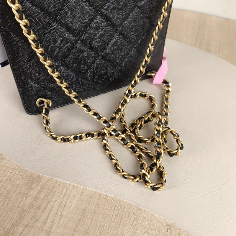 Chanel Backpack 23a Backpack Black with Gold-Tone Hardware Grained Calfskin One Size 20 × 7.5 × 21 cm — detail view 7 of 11