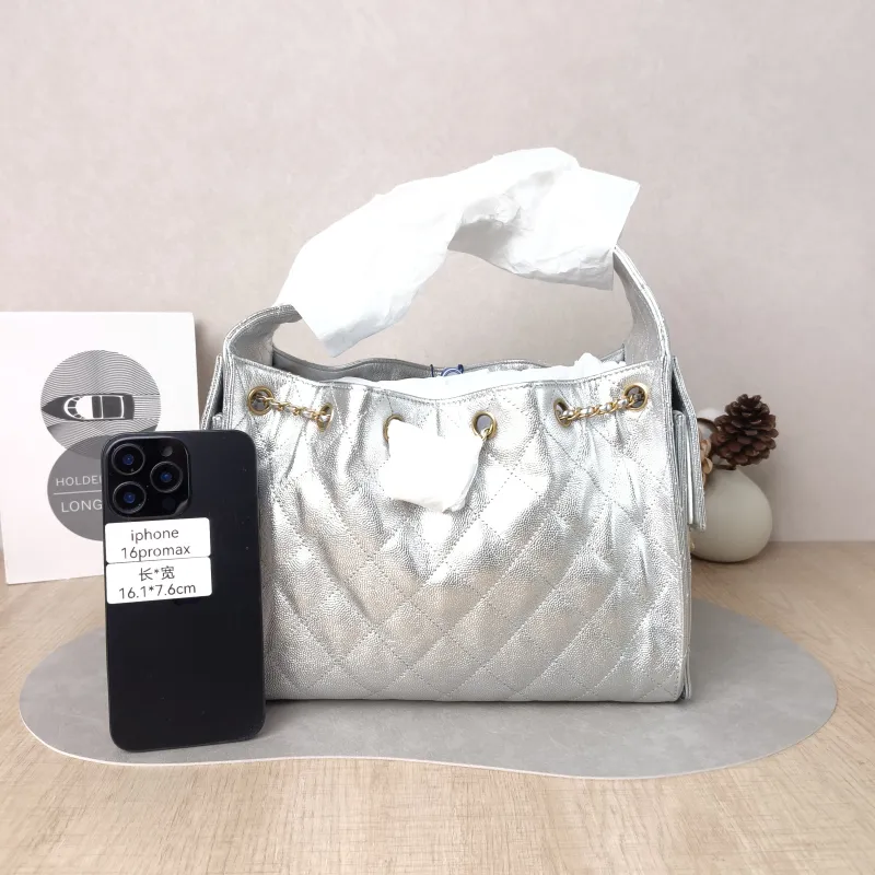Chanel Shoulder Bag 25Bag Silver Grained Calfskin Small 26 × 14 × 30 cm — cover view 3 of 6