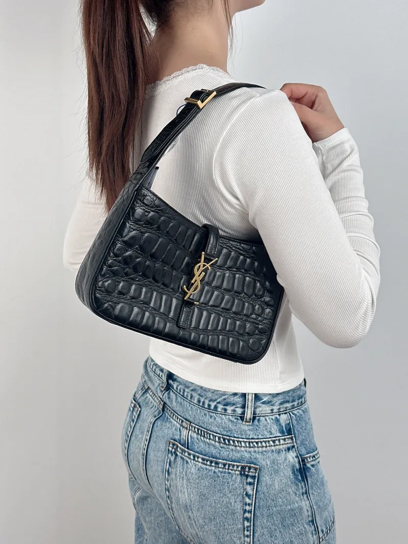 SAINT LAURENT Shoulder Bag LE 5 À 7 Black Calfskin Small 23 × 6.5 × 16 cm — on-model view 2 of 2