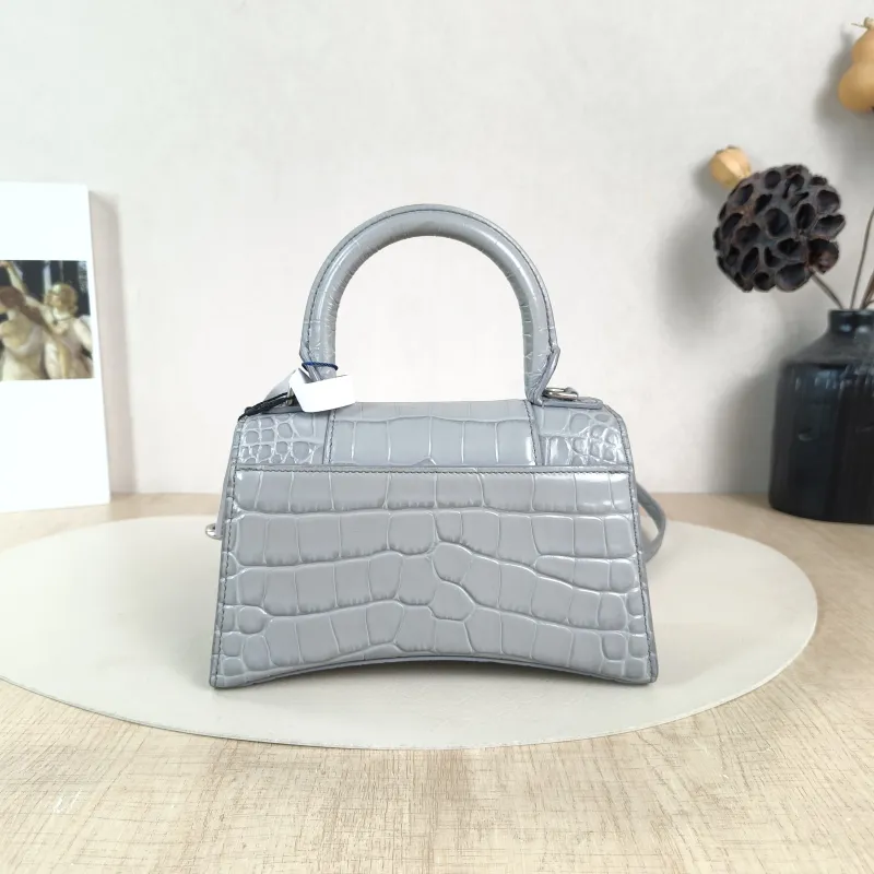 BALENCIAGA Crossbody Bag Hourglass Hourglass Bag Grey Calfskin Mini 19 × 6.5 × 12 cm — cover view 5 of 6