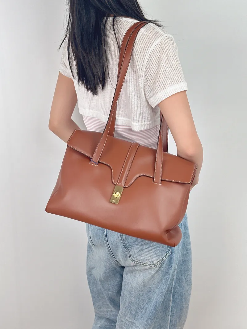 CELINE Shoulder Bag Soft 16Shoulder Bag Caramel Calfskin Medium32 × 15 × 24 cm — on-model view 2 of 2
