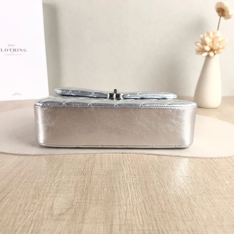 Chanel Crossbody Bag Crossbody Bag Silver Calfskin One Size 23 × 5.5 × 14 cm — cover view 3 of 5