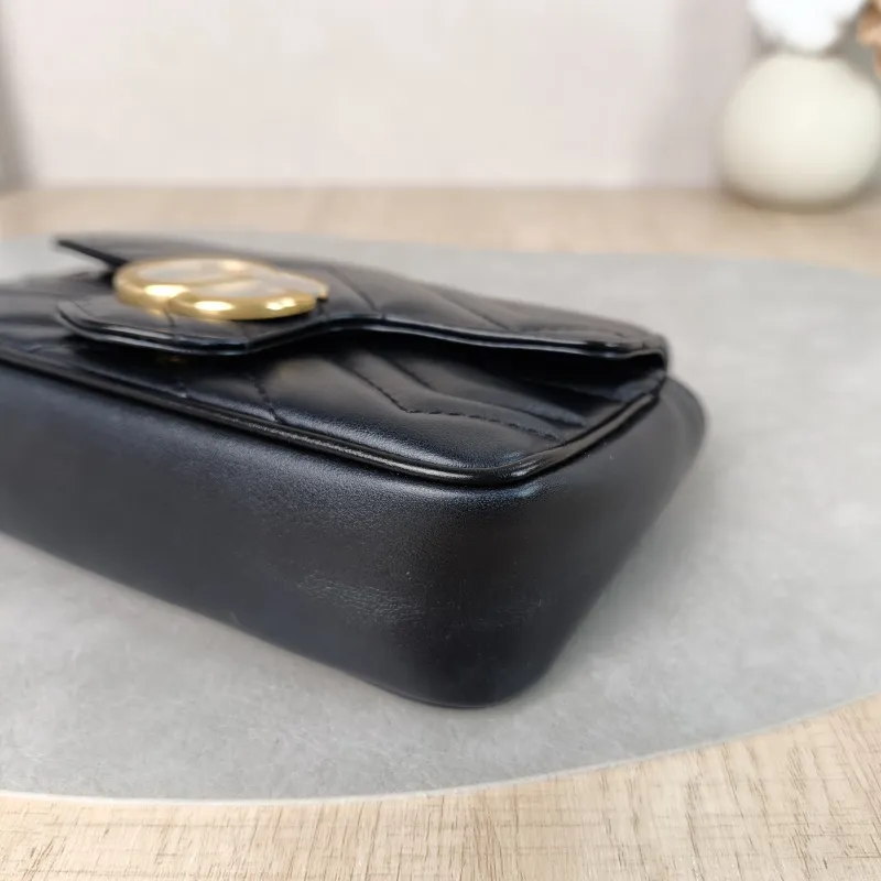 GUCCI Crossbody Bag GG Marmont Mini Marmont Mini Black Calfskin Mini 16.5 × 4.5 × 9.5 cm — detail view 5 of 13