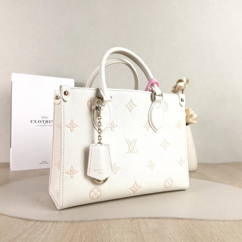 Louis Vuitton Shoulder Bag Onthego Beige · Pink Monogram Empreinte Embossed Calfskin Small 25 × 11.5 × 19 cm — cover view 3 of 5