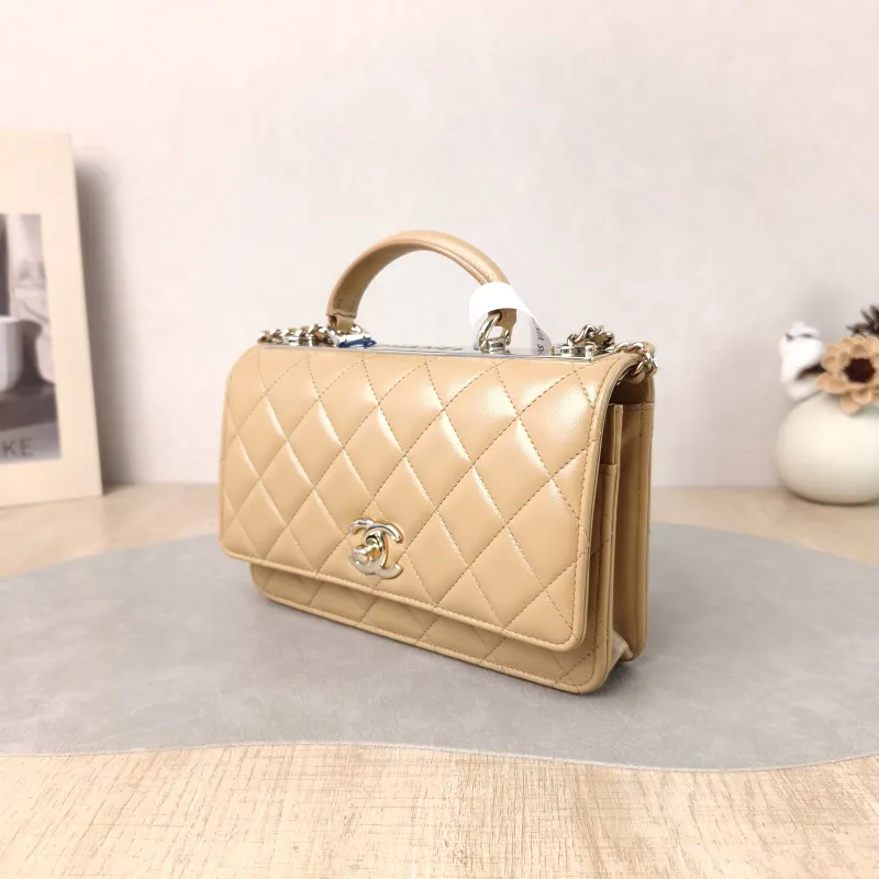 Chanel Crossbody Bag trendy cc woc Taupe Lambskin One Size 19.2 × 3.5 × 12.3 cm — cover view 4 of 6