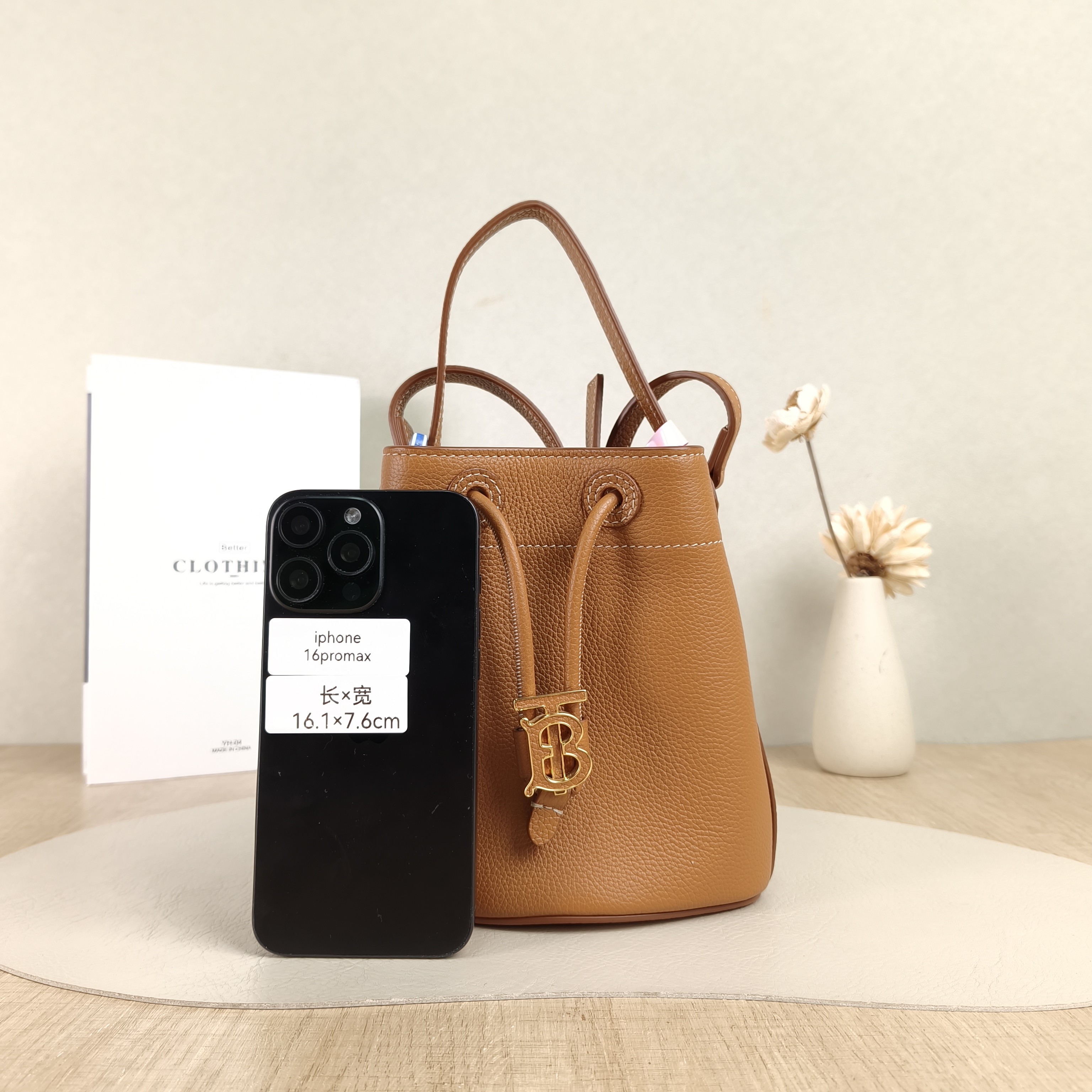 BURBERRY Crossbody Bag Bucket Bag Brown Calfskin One Size17 × 11 × 8 cm — cover view 3 of 5
