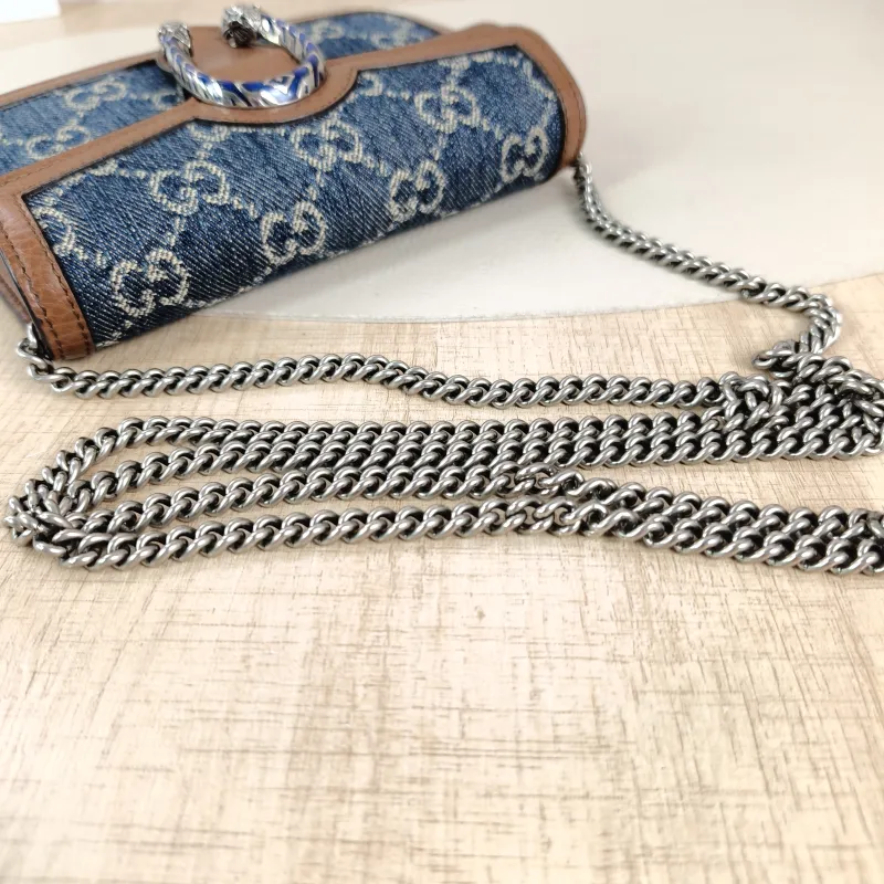 GUCCI Crossbody Bag Dionysus Blue Brown mini16.5 × 4.5 × 10 cm — detail view 11 of 13