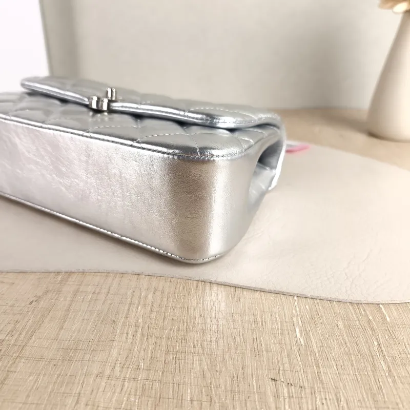 Chanel Crossbody Bag Crossbody Bag Silver Calfskin One Size 23 × 5.5 × 14 cm — detail view 11 of 11