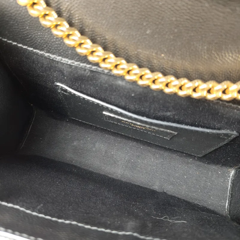 SAINT LAURENT Crossbody Bag ENVELOPE Black Grained Calfskin Small 21 × 6 × 13 cm Conditioned — detail view 5 of 12