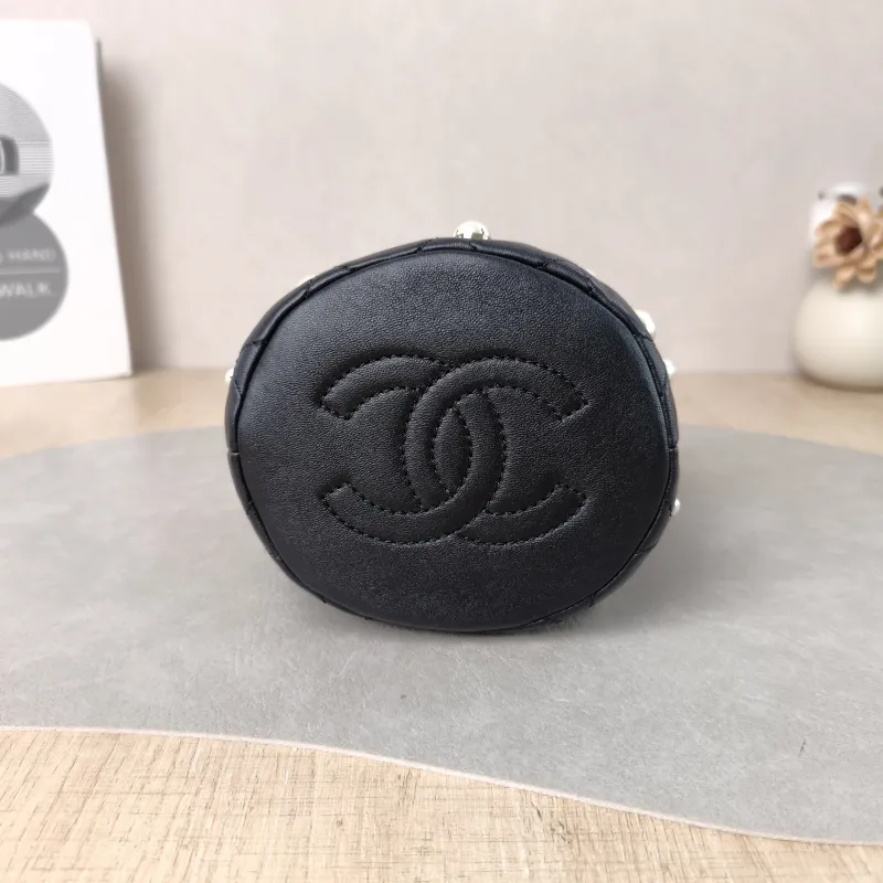 Chanel Shoulder Bag Pearl Bucket Bag Black Lambskin Mini 11.5 × 11.5 × 10.5 cm 31 — cover view 3 of 6