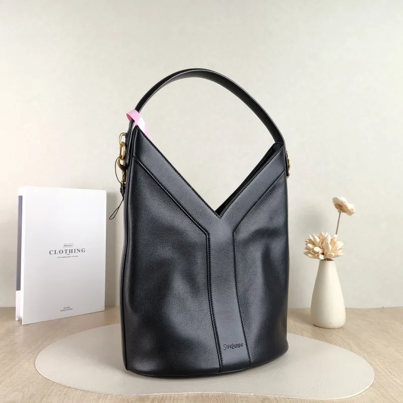 SAINT LAURENT Crossbody Bag Y Bucket Bucket Bag Black Calfskin One Size 25 × 15 × 34 cm — cover view 3 of 4