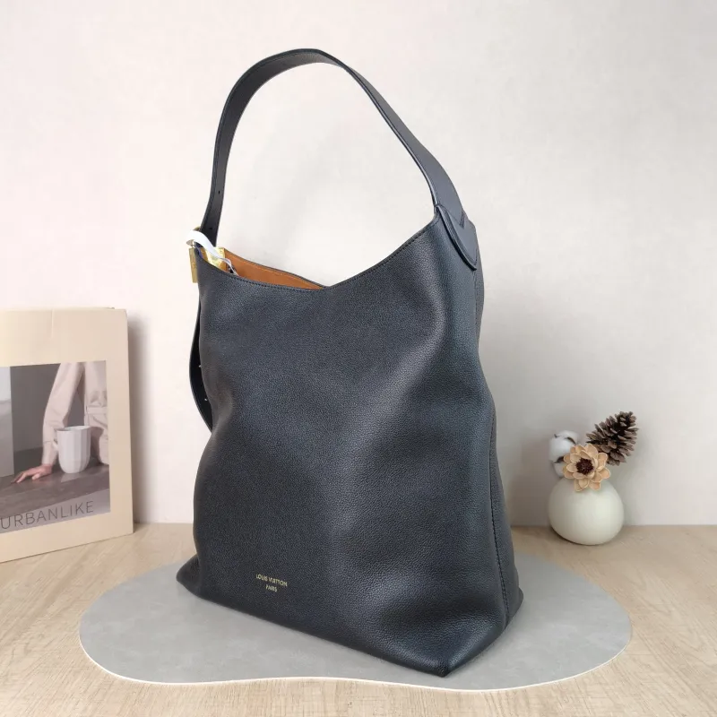 Louis Vuitton Shoulder Bag Low Key Hobo Shoulder Bag Black Calfskin Medium 31 × 18 × 35 cm — cover view 3 of 5