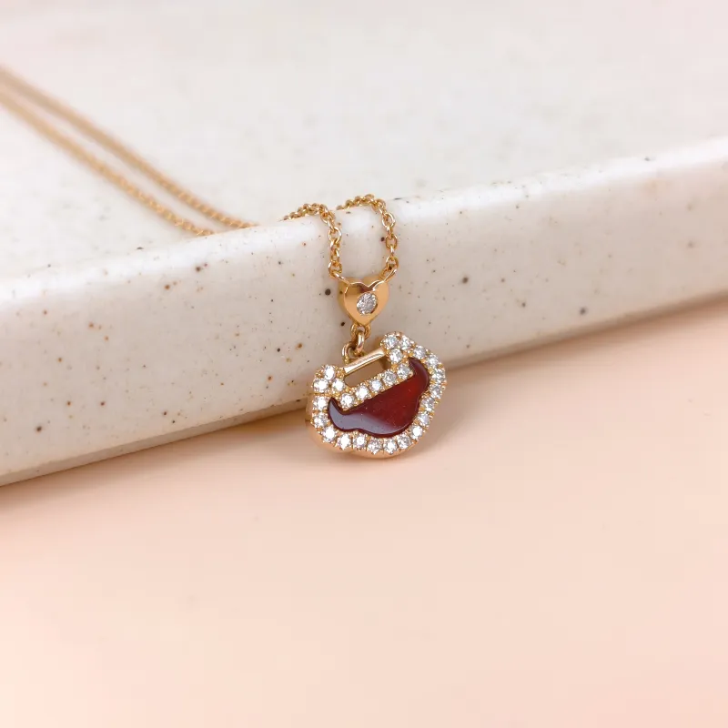 Qeelin Necklace Yu Yi Collection Necklace Red Agate Diamond18KR ose Gold One Size 40cm — cover view 6 of 8