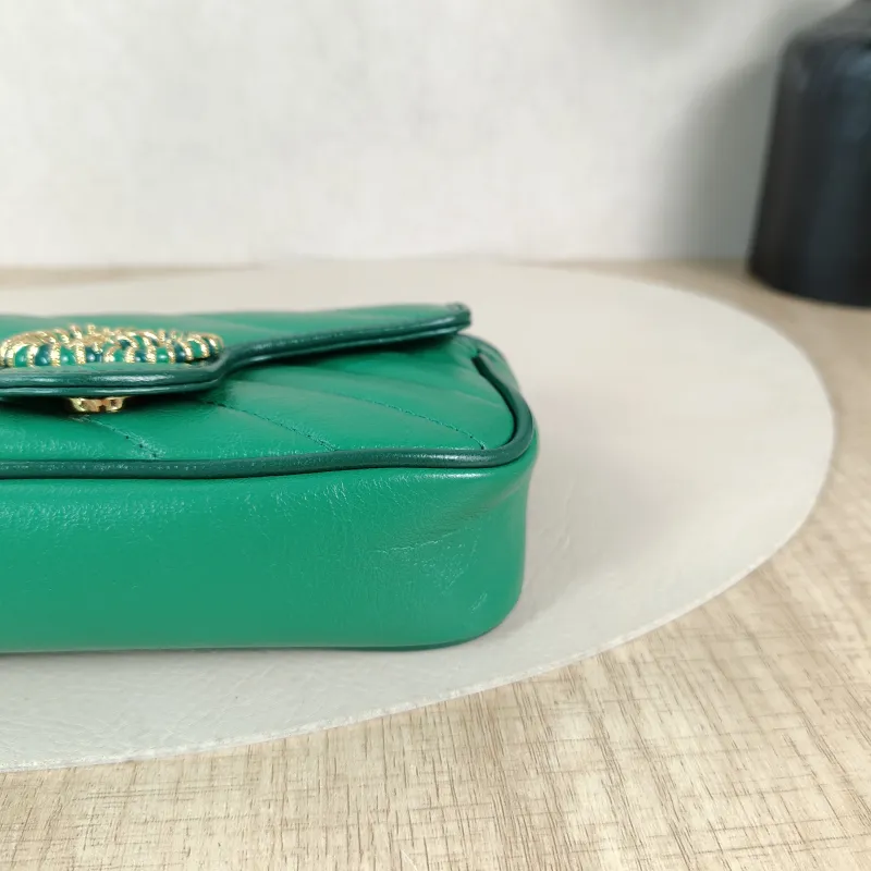 GUCCI Crossbody Bag GG Marmont Mini Marmont Mini Green Calfskinmini16.5 × 4.5 × 9.5 cm — detail view 13 of 13