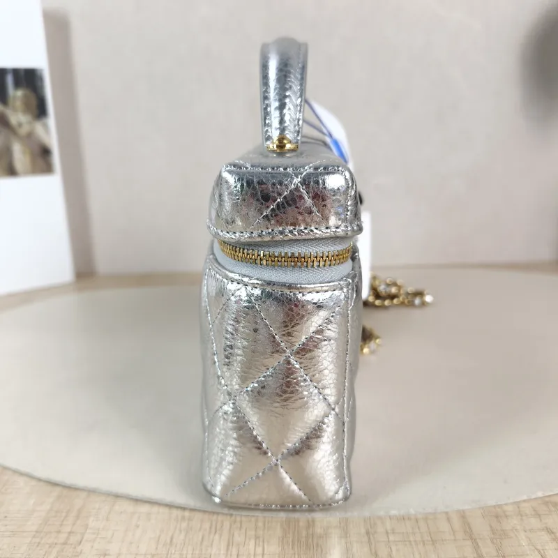 Chanel Crossbody Bag lp Box Bag Top Handle Crossbody Bag Silver Calfskin 19.5 × 5 × 12 cm — detail view 3 of 12