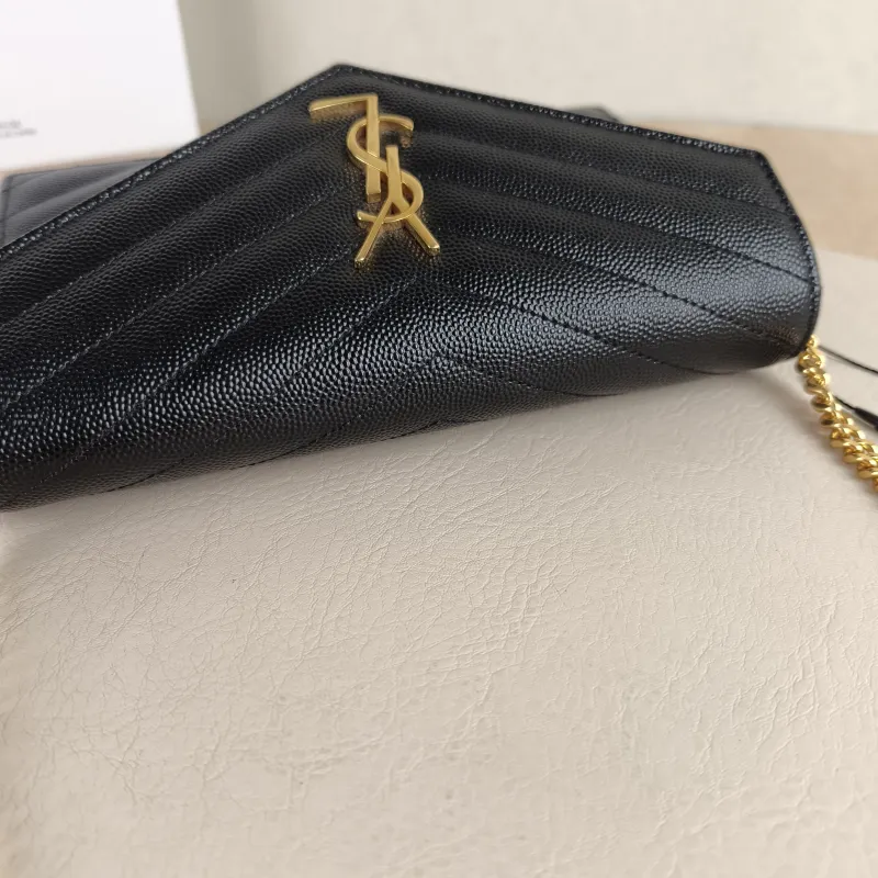 SAINT LAURENT Crossbody Bag CASSANDRE ENVELOPE Black Calfskin One Size 19 × 3.5 × 12.5 cm — detail view 6 of 12