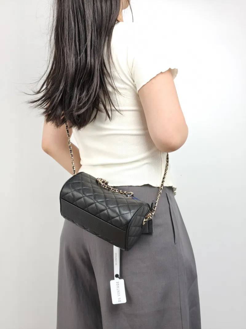 Chanel Crossbody Bag Crossbody Bag Black Grained Calfskin One Size 18.5 × 11 × 11.5 cm — on-model view 1 of 3