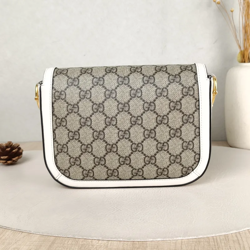 GUCCI Crossbody Bag Horsebit 1955 Horsebit Small White Monogram PVC Small 20.5 × 5 × 14.5 cm — cover view 2 of 5