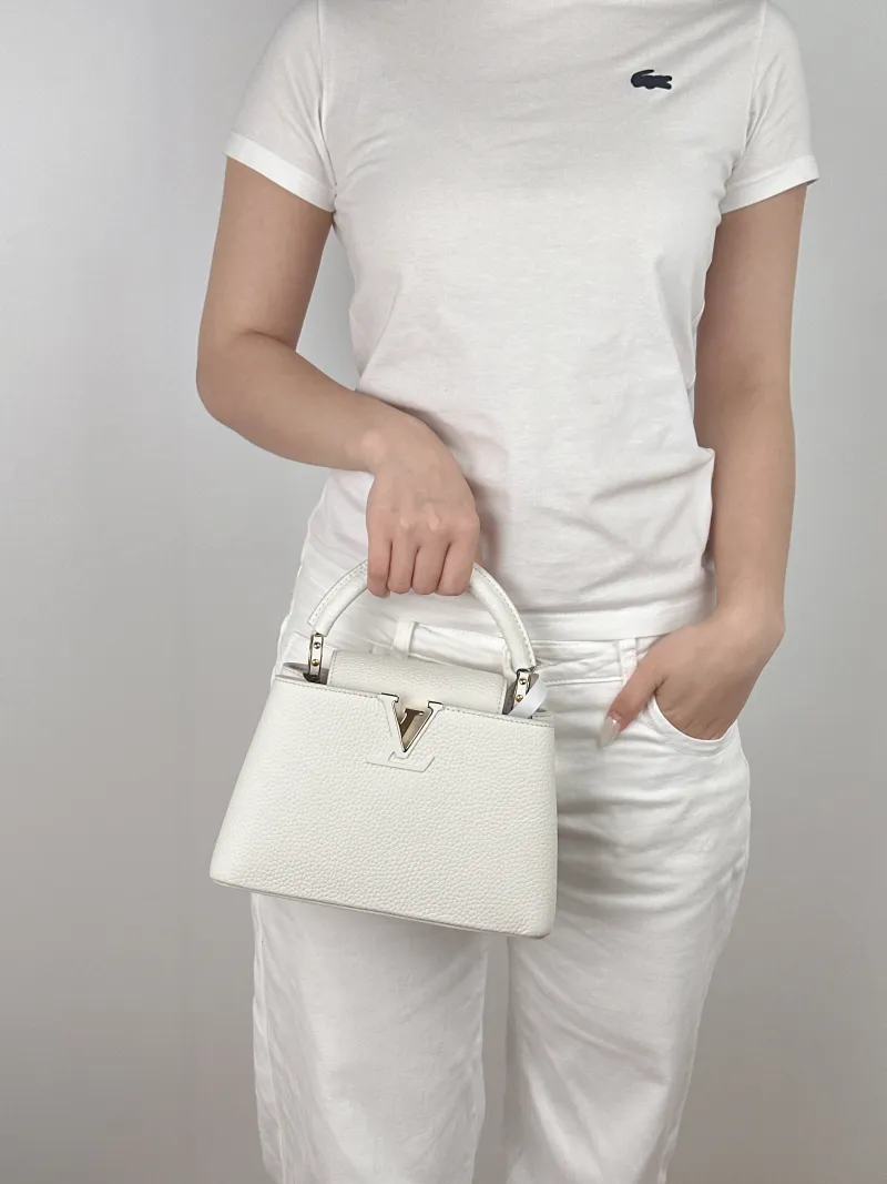 Louis Vuitton Shoulder Bag MY Capucines White Calfskin One Size 23 × 8 × 15 cm — on-model view 3 of 3
