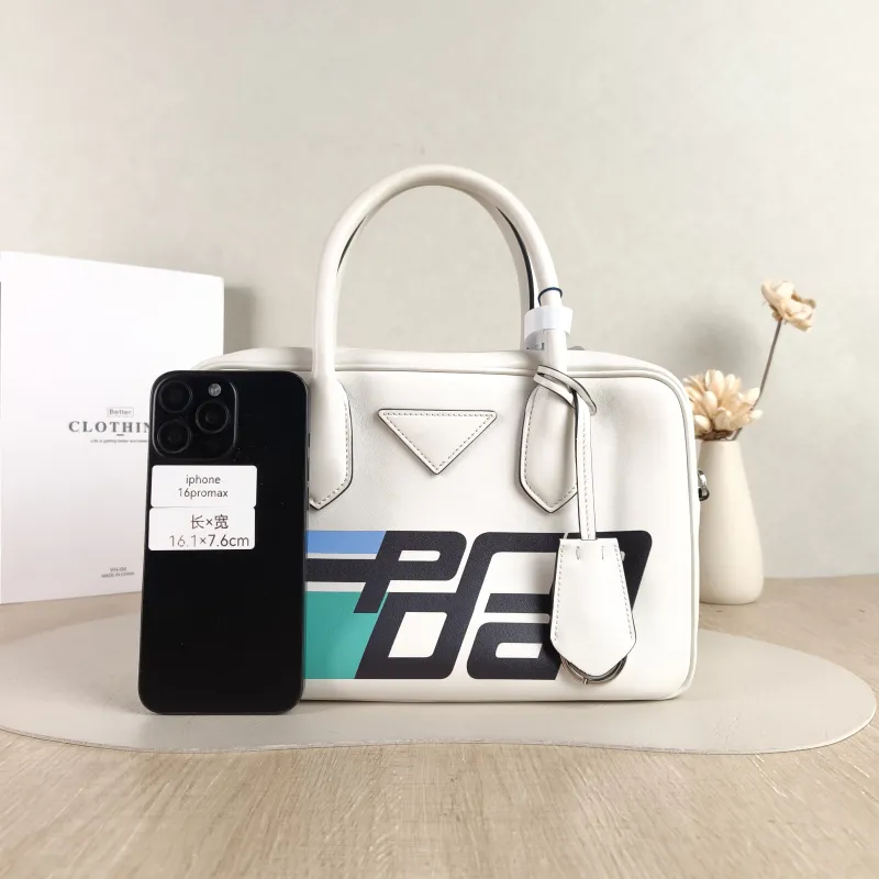 PRADA Top Handle Bag Tote Bag White Calfskin 26 × 18.5 × 16.5 cm — cover view 2 of 5
