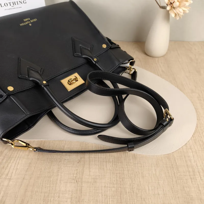 Louis Vuitton Top Handle Bag On My Side Black Calfskin Medium30.5 × 14 × 24.5 cm — detail view 8 of 14