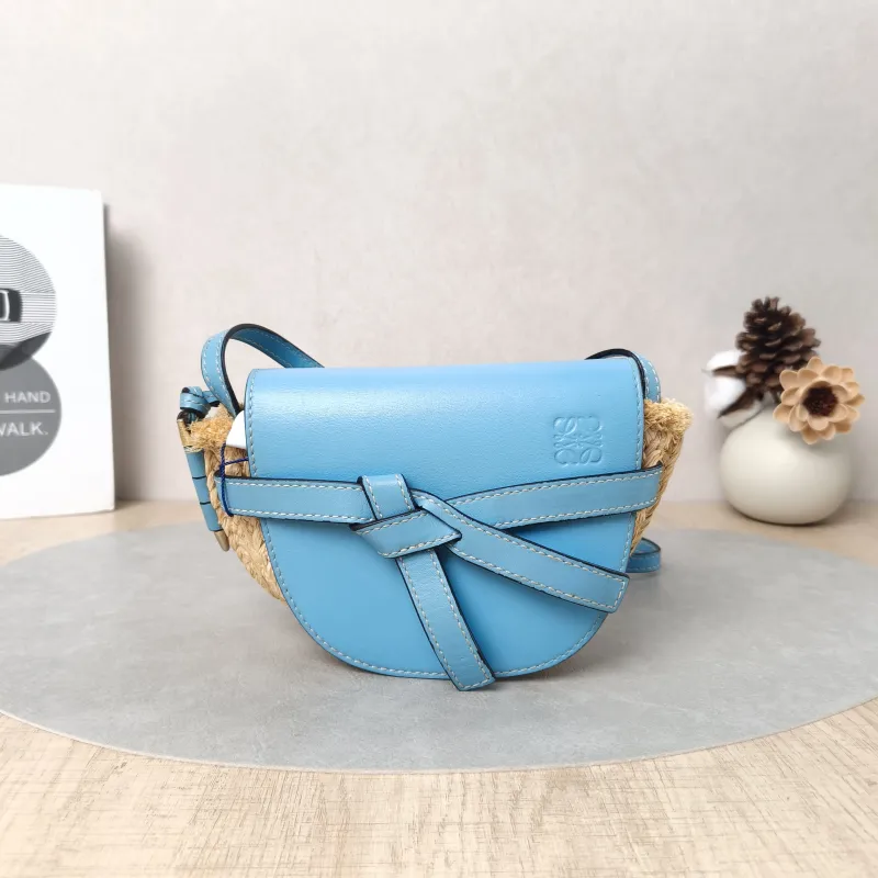 LOEWE Crossbody Bag Gate Blue Calfskin Wovenmini21 × 8 × 12.5 cm