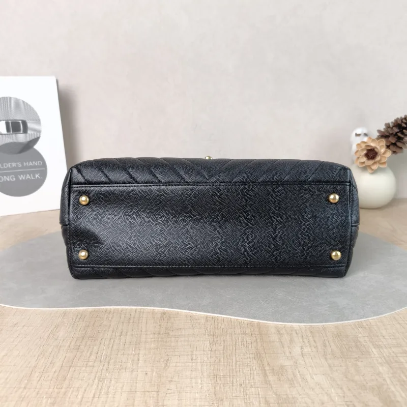 Chanel Top Handle Bag Coco Handle Black with Gold-Tone Hardware V Grained Calfskin Medium 29 × 12 × 18 cm 26 — cover view 4 of 5