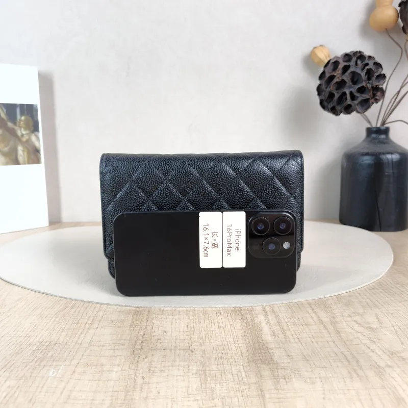 Chanel Crossbody Bag Classic Flap WOC CF WOCWOC Bag Black Grained Calfskin Mini 19.2 × 3.5 × 12.3 cm — cover view 6 of 6