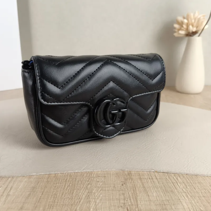 GUCCI Shoulder Bag GG Marmont Mini Marmont Mini g Black Calfskin Mini 16.5 × 4.5 × 9.5 cm — cover view 6 of 6