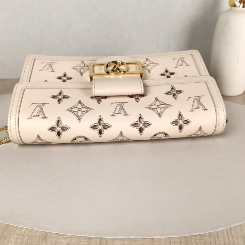 Louis Vuitton Shoulder Bag DAUPHINE EAST WEST Beige Embroidered Calfskin Medium24.5 × 9 × 13.5 cm — detail view 12 of 12