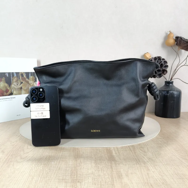 LOEWE Crossbody Bag Flamenco Black Calfskin Medium 30 × 10.5 × 24.5 cm — cover view 2 of 5
