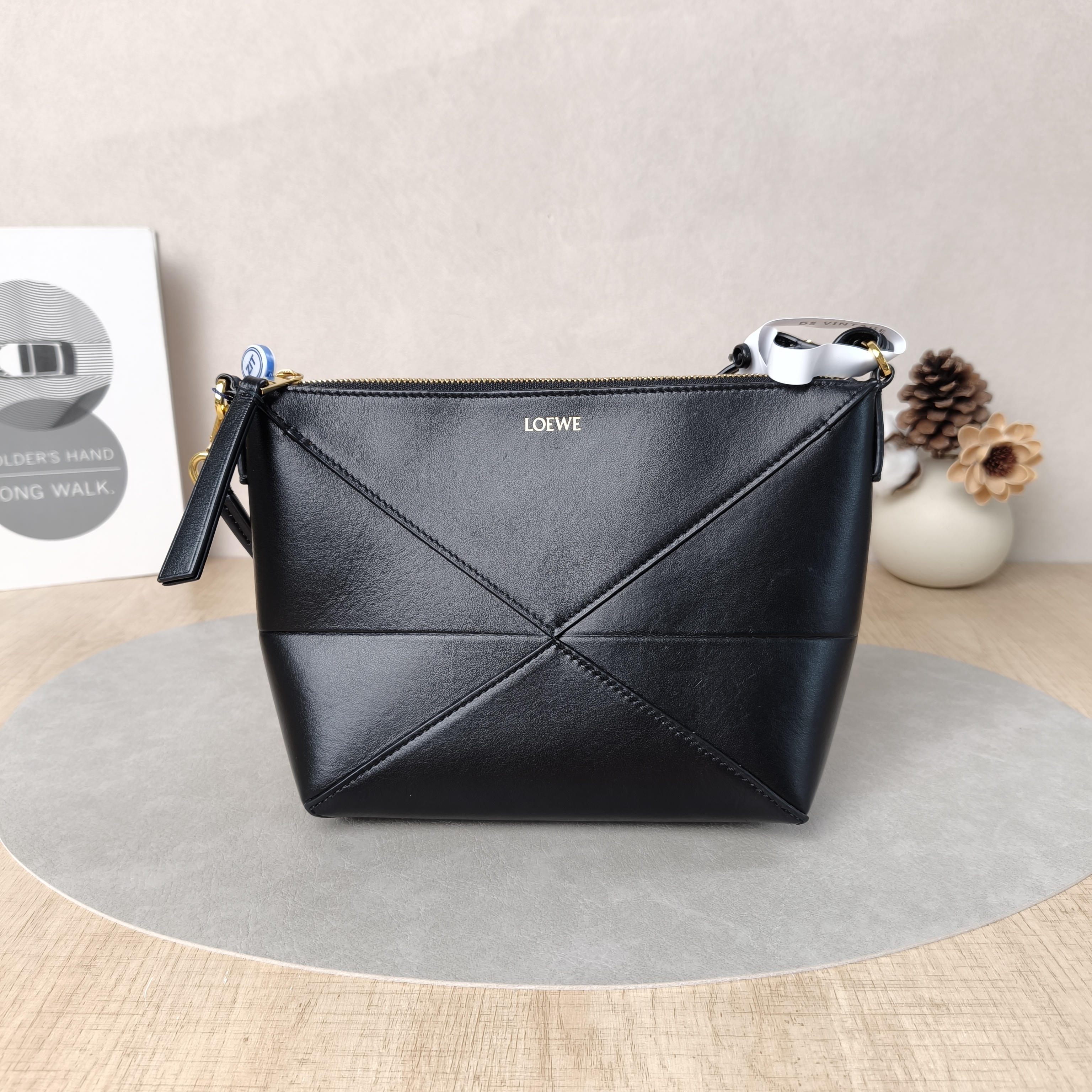 LOEWE Shoulder Bagpuzzle fold Shoulder Bag Black Calfskin One Size23 × 6.5 × 15.5 cm