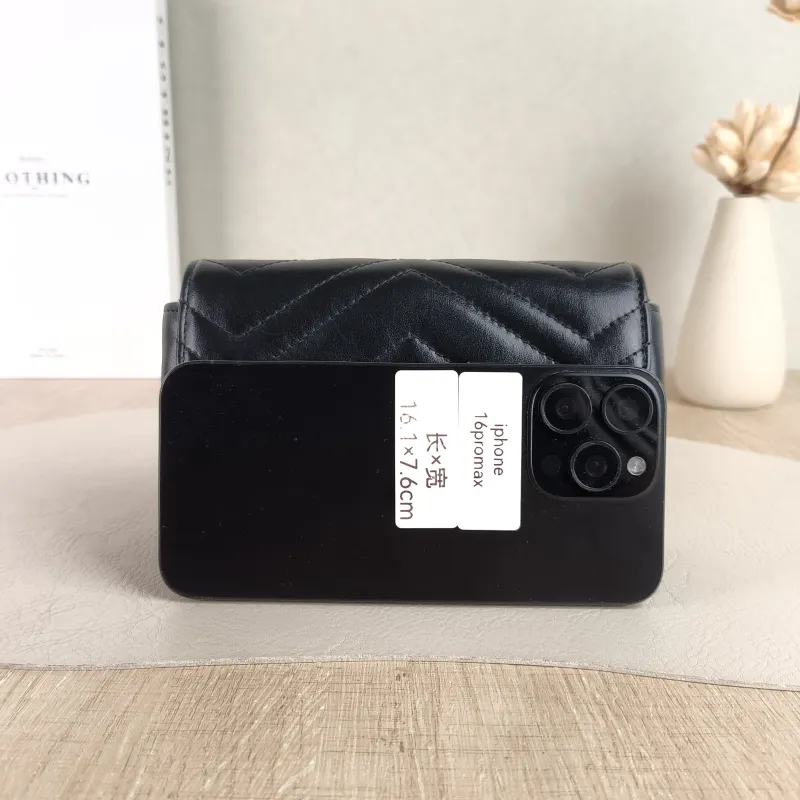GUCCI Crossbody Bag GG Marmont Mini Marmont Mini Black Calfskin Mini 16.5 × 4.5 × 9.5 cm — cover view 2 of 5