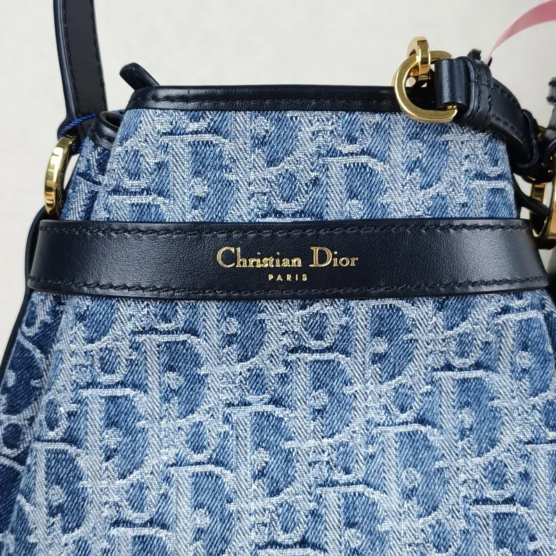 DIOR Shoulder Bag C'est bucket Bucket Bag Blue Canvas 24 × 10 × 25.5 cm — detail view 4 of 12
