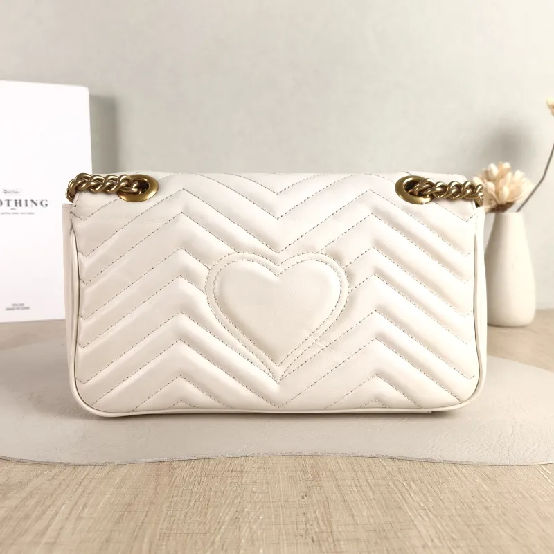 GUCCI Crossbody Bag GG Marmont Medium Marmont 26 White Calfskin 26 × 7 × 15 cm — cover view 5 of 5