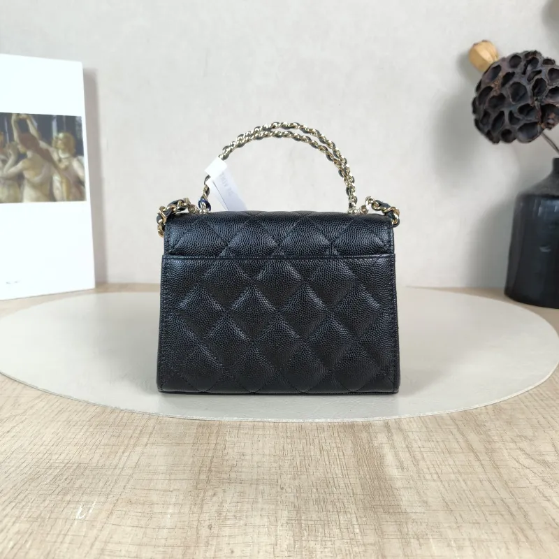 Chanel Crossbody Bag kelly Black Grained Calfskin nano 15 × 5 × 11 cm — cover view 4 of 6